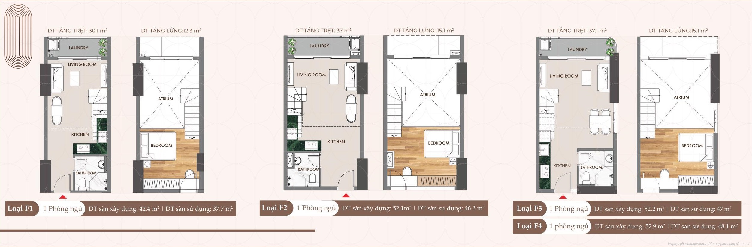 Mẫu căn hộ Duplex dự án Phú Đông Sky One