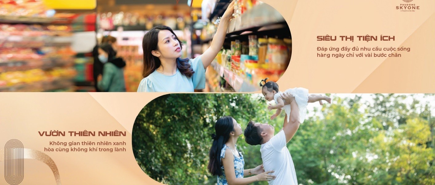 Siêu thị tiện ích và vườn thiên nhiên tại dự án Phú Đông Sky One