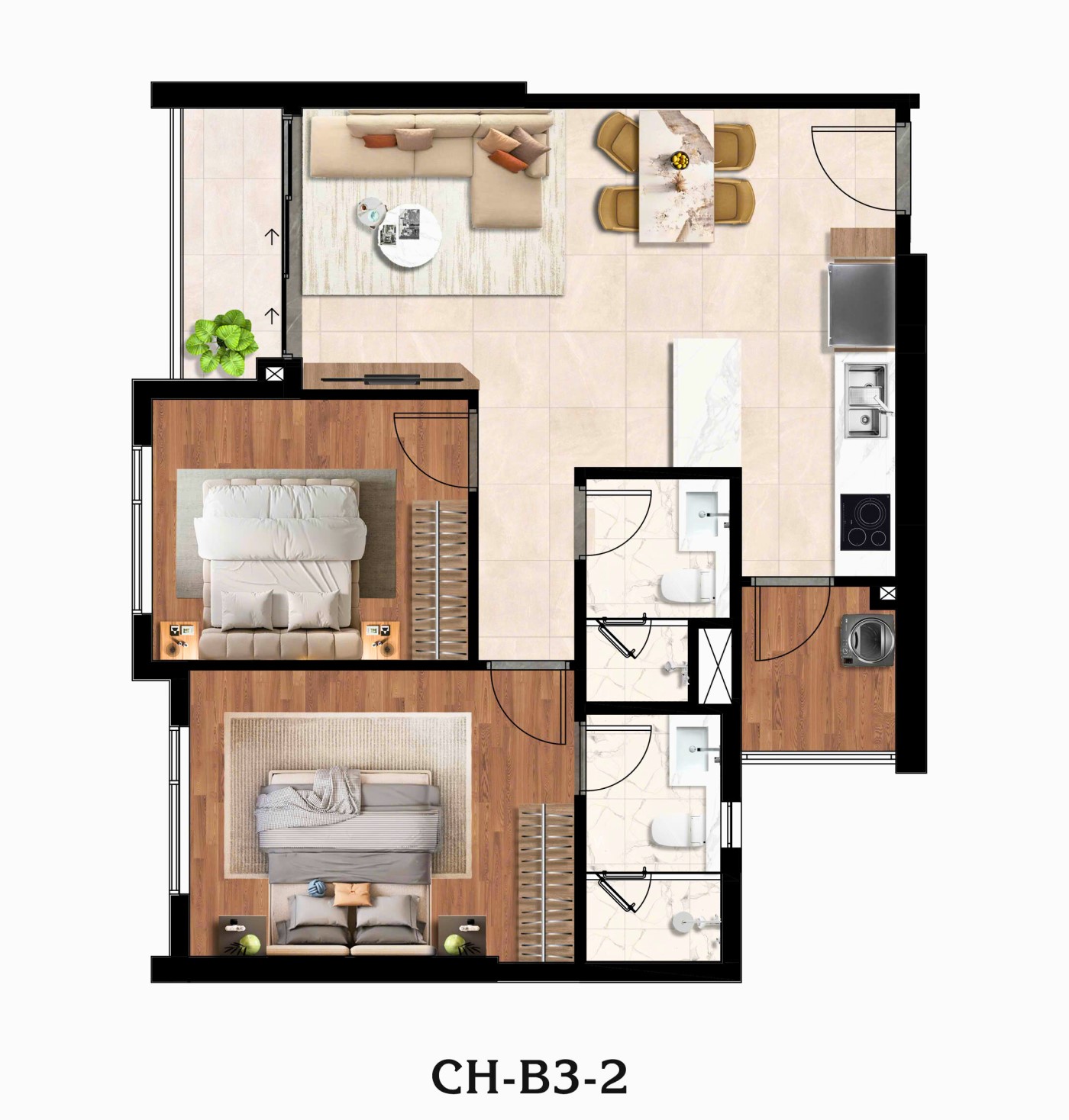 Thiết Kế The Privé Căn 2pn